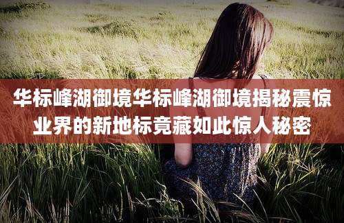 华标峰湖御境华标峰湖御境揭秘震惊业界的新地标竟藏如此惊人秘密