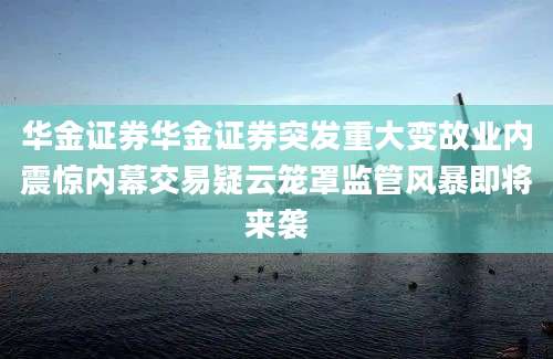 华金证券华金证券突发重大变故业内震惊内幕交易疑云笼罩监管风暴即将来袭