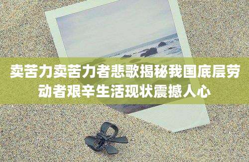 卖苦力卖苦力者悲歌揭秘我国底层劳动者艰辛生活现状震撼人心