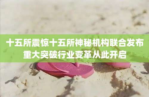 十五所震惊十五所神秘机构联合发布重大突破行业变革从此开启