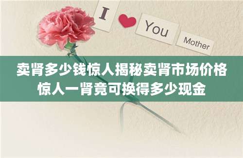 卖肾多少钱惊人揭秘卖肾市场价格惊人一肾竟可换得多少现金