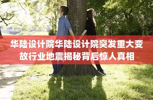 华陆设计院华陆设计院突发重大变故行业地震揭秘背后惊人真相