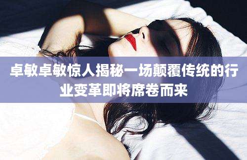 卓敏卓敏惊人揭秘一场颠覆传统的行业变革即将席卷而来