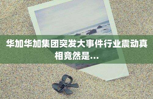 华加华加集团突发大事件行业震动真相竟然是...