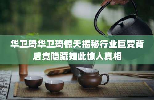 华卫琦华卫琦惊天揭秘行业巨变背后竟隐藏如此惊人真相