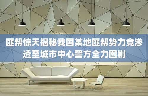 匪帮惊天揭秘我国某地匪帮势力竟渗透至城市中心警方全力围剿