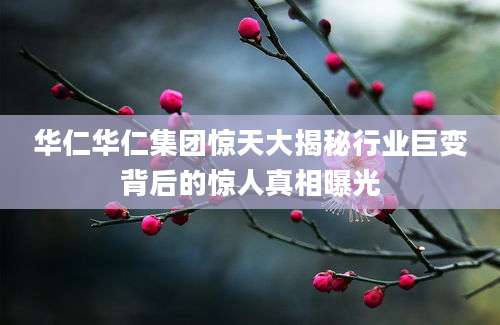 华仁华仁集团惊天大揭秘行业巨变背后的惊人真相曝光