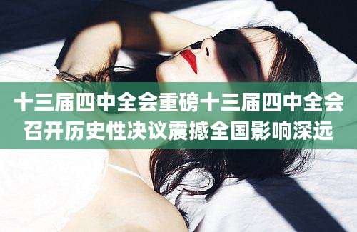 十三届四中全会重磅十三届四中全会召开历史性决议震撼全国影响深远