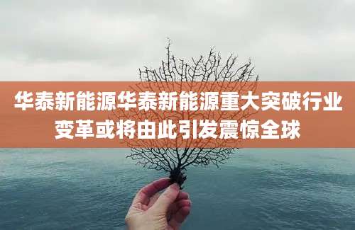 华泰新能源华泰新能源重大突破行业变革或将由此引发震惊全球