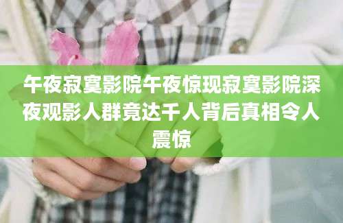 午夜寂寞影院午夜惊现寂寞影院深夜观影人群竟达千人背后真相令人震惊