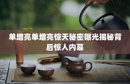 单增亮单增亮惊天秘密曝光揭秘背后惊人内幕