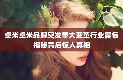 卓米卓米品牌突发重大变革行业震惊揭秘背后惊人真相