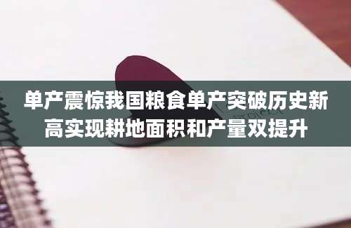 单产震惊我国粮食单产突破历史新高实现耕地面积和产量双提升