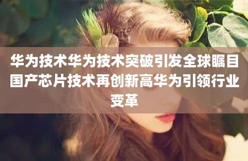 华为技术华为技术突破引发全球瞩目国产芯片技术再创新高华为引领行业变革