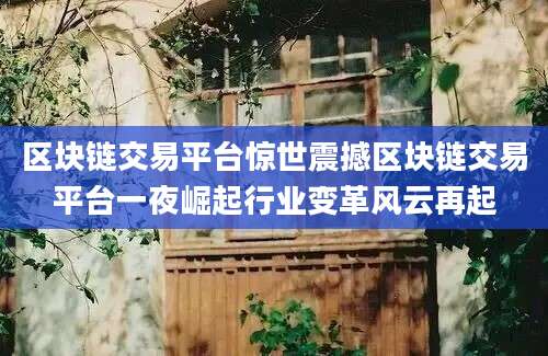 区块链交易平台惊世震撼区块链交易平台一夜崛起行业变革风云再起