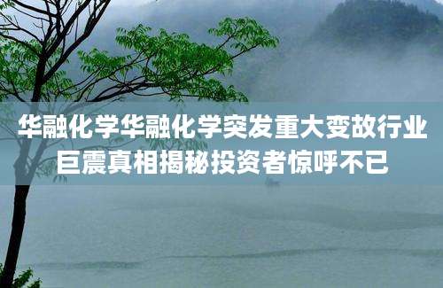华融化学华融化学突发重大变故行业巨震真相揭秘投资者惊呼不已
