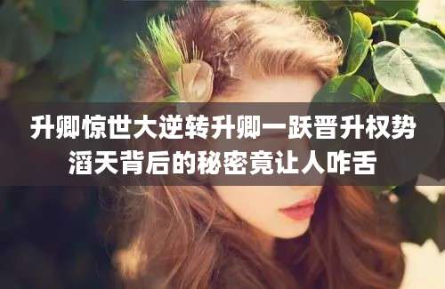 升卿惊世大逆转升卿一跃晋升权势滔天背后的秘密竟让人咋舌
