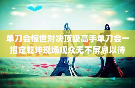 单刀会惊世对决顶级高手单刀会一招定乾坤现场观众无不屏息以待