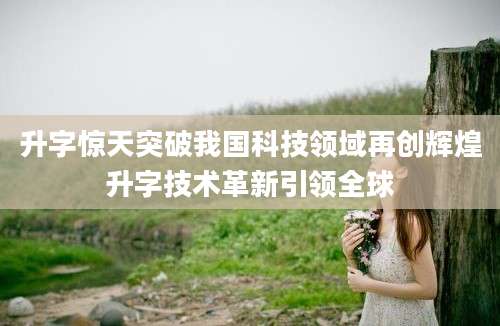 升字惊天突破我国科技领域再创辉煌升字技术革新引领全球