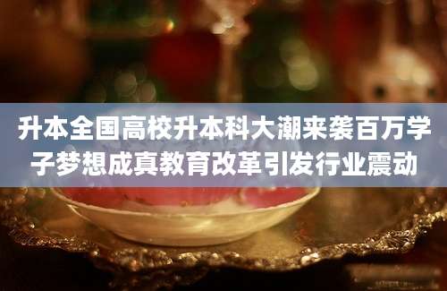 升本全国高校升本科大潮来袭百万学子梦想成真教育改革引发行业震动