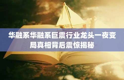华融系华融系巨震行业龙头一夜变局真相背后震惊揭秘