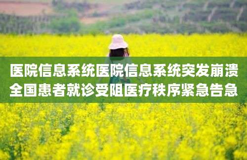 医院信息系统医院信息系统突发崩溃全国患者就诊受阻医疗秩序紧急告急