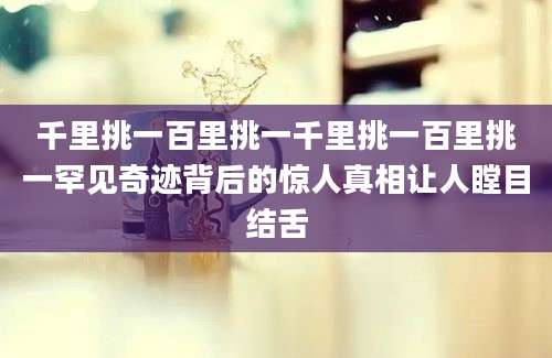 千里挑一百里挑一千里挑一百里挑一罕见奇迹背后的惊人真相让人瞠目结舌