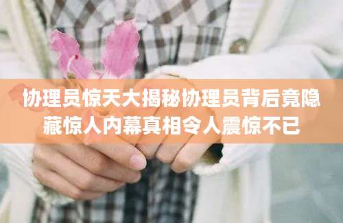 协理员惊天大揭秘协理员背后竟隐藏惊人内幕真相令人震惊不已