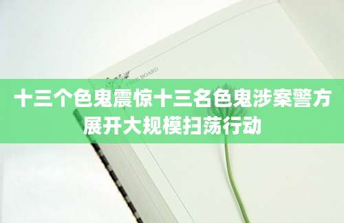 十三个色鬼震惊十三名色鬼涉案警方展开大规模扫荡行动