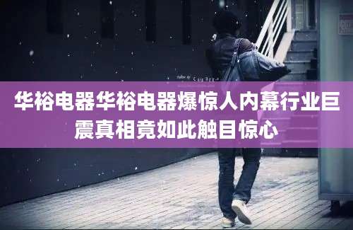 华裕电器华裕电器爆惊人内幕行业巨震真相竟如此触目惊心