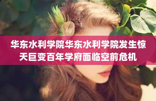 华东水利学院华东水利学院发生惊天巨变百年学府面临空前危机