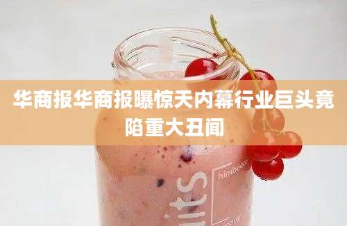 华商报华商报曝惊天内幕行业巨头竟陷重大丑闻
