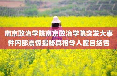 南京政治学院南京政治学院突发大事件内部震惊揭秘真相令人瞠目结舌