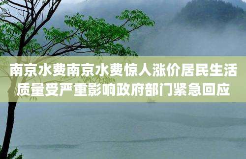 南京水费南京水费惊人涨价居民生活质量受严重影响政府部门紧急回应